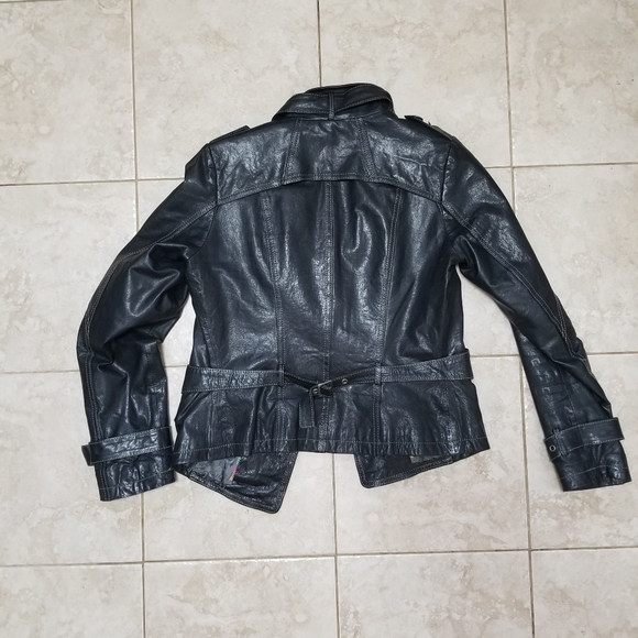 Black Danier Fitted Leather Jacket, Size XS - Picture 8 of 12